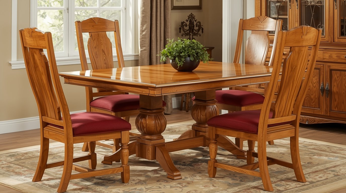 Handcrafted wooden dining table by Glowstation