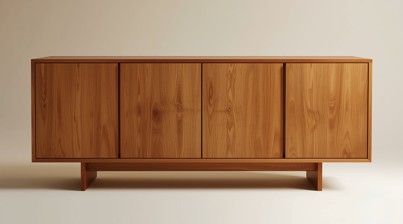 Custom wooden cabinet with natural finish by Glowstation